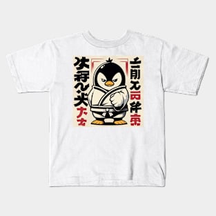 Japanese Penguin with Kimono and Defiant Look - Pop Culture Kids T-Shirt